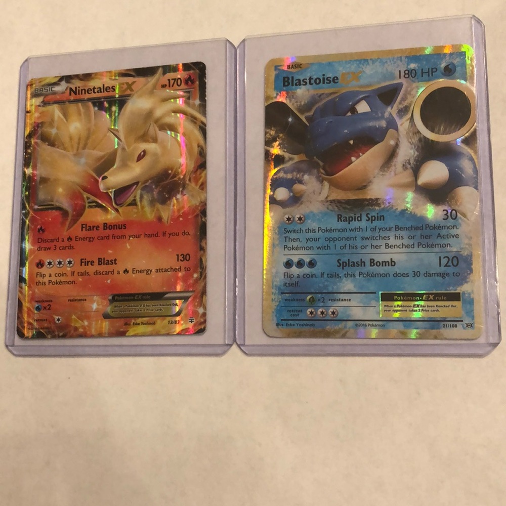Lot Of 2 Ninetales EX and Blastoise EX Pokémon Cards (Holographic)